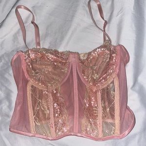 Pink corset crop top